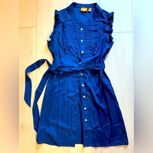 Detailed Blue Shirt Dress